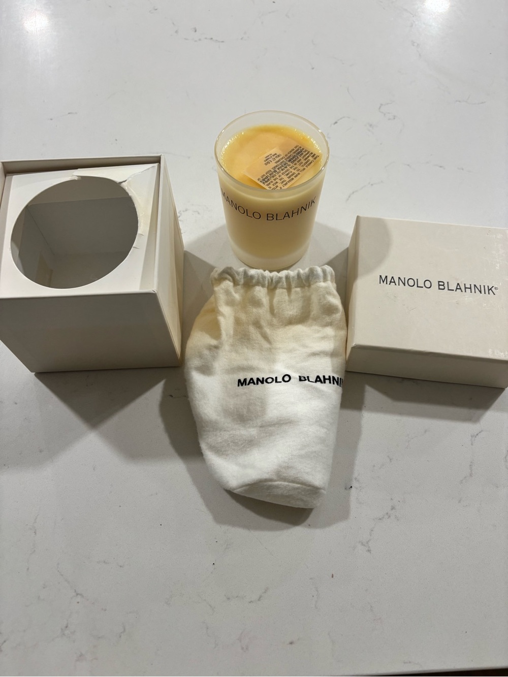 ❤️Manolo Blahnik Candle with box & Drawstring Pouch